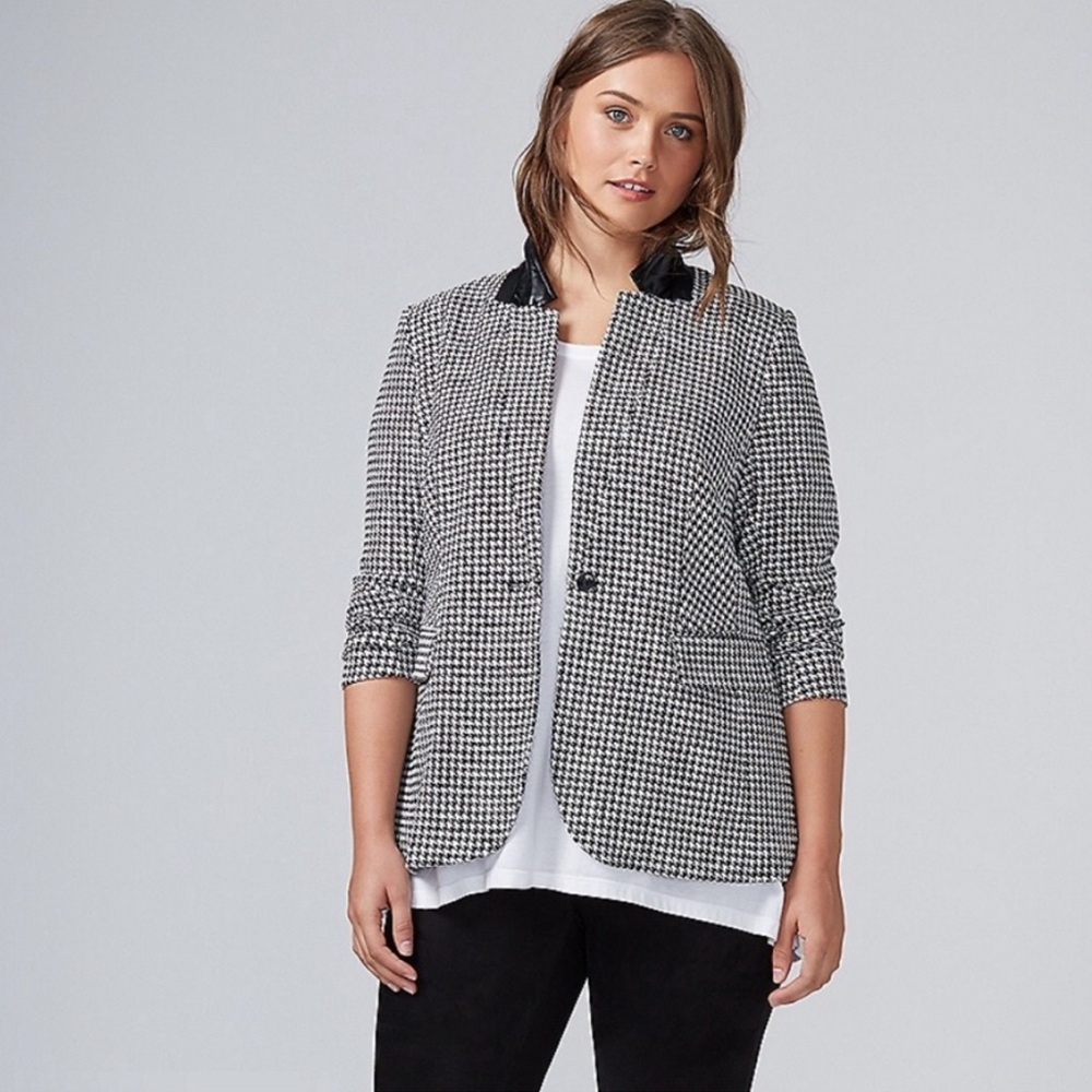 Lane Bryant The Bryant Blazer‎ In Black And White Houndstooth Size 20